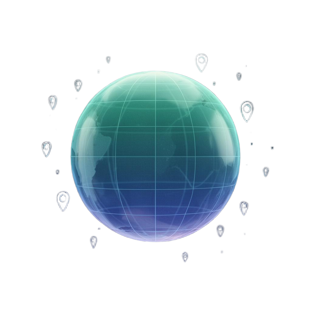 Globo terráqueo digital con pines GeoPass